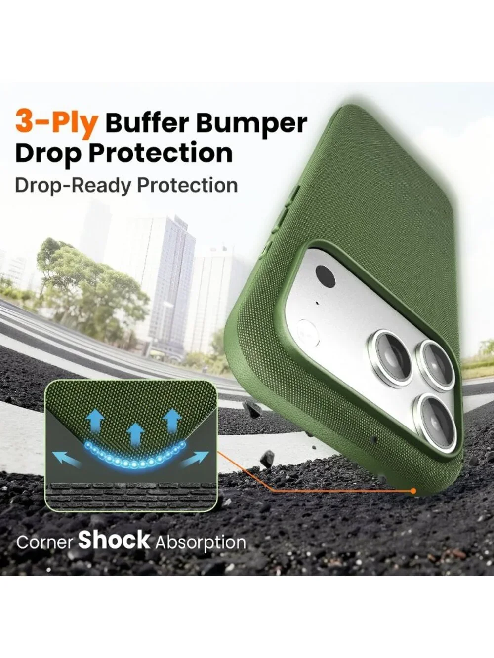 iPhone 18 Pro Green Techwoven Drop Protection Shockproof Skin-Friendly Case